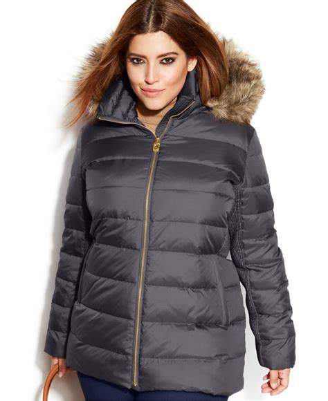 michael michael kors hooded faux-fur-trim down puffer coat|michael kors puffer jacket packable.